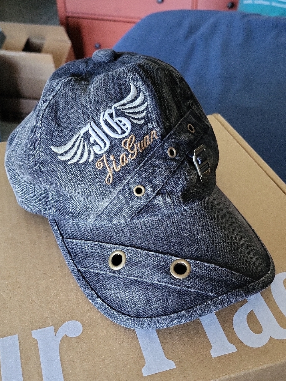 Washed Navy-Blue Denim Cap